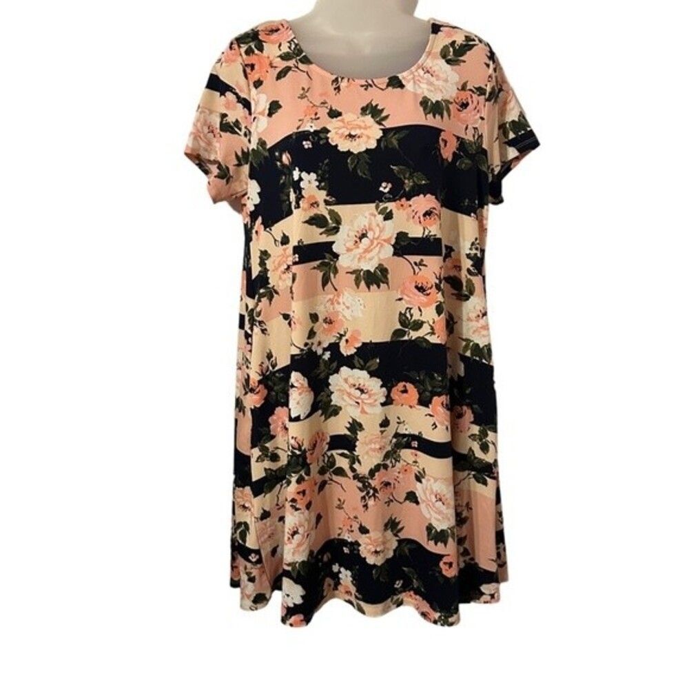 Nina Leonard Floral Lace-Up Back Short Dress Sz. M